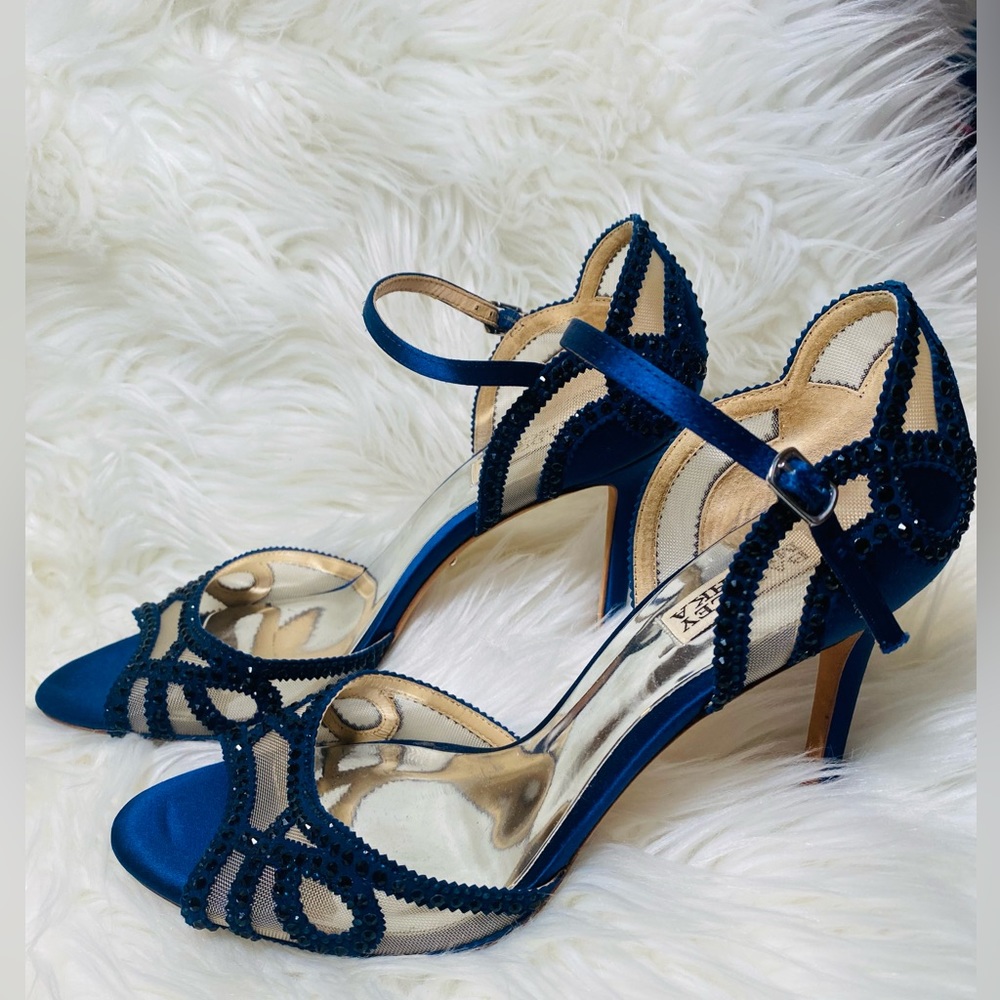 Badgley Mischka Navy Mesh Heels